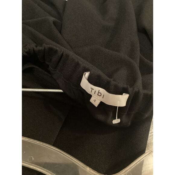 TIBI BLACK Shift Tie Cuffs Bracelet Sleeve Off Shoulder Short Jersey Dress 4 - Picture 3 of 5